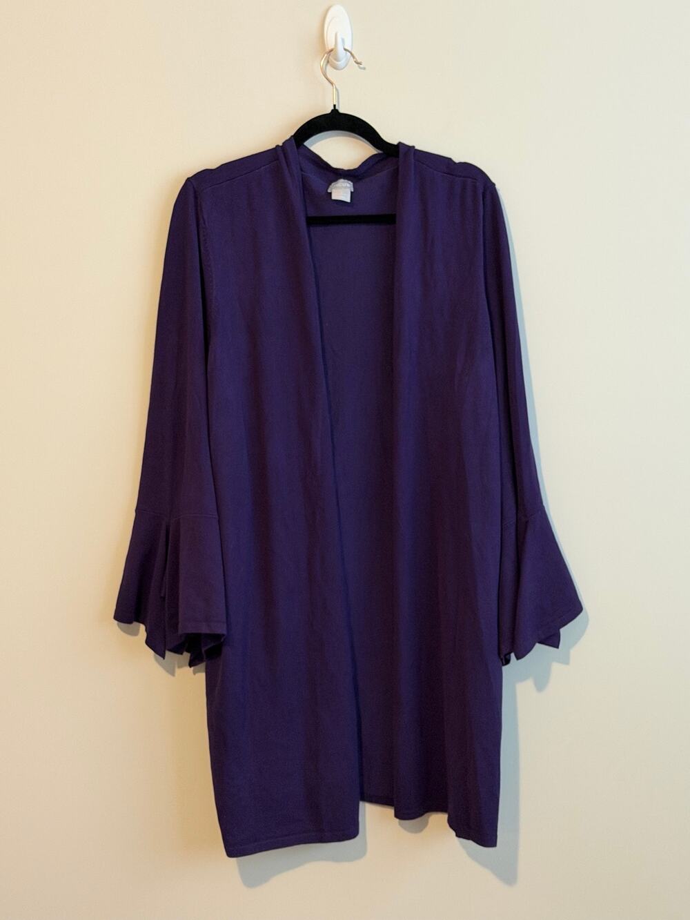 Chico’s Knit Long Cardigan Midnight Violet Size 4 NWT
